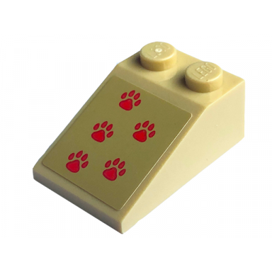 tan slope 33 3 x 2 with coral paw prints pattern sticker - set 41755