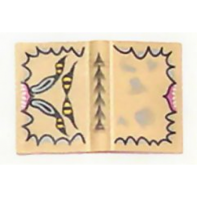 tan minifigure utensil book 2 x 3 with 4 yellow eyes long nostrils dark pink gums white sharp teeth and light bluish gray splotches pattern hp the monster book of monsters