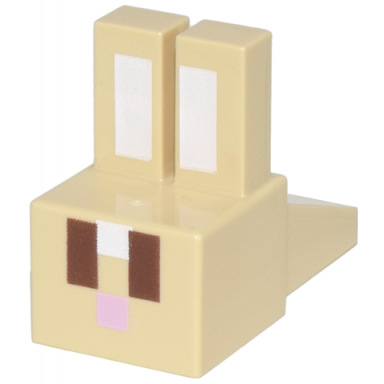 tan creature head pixelated with long ears with white auricles reddish brown eyes and bright pink nose pattern minecraft rabbit