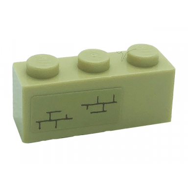 tan brick 1 x 3 with bricks pattern model left side sticker - set 71043
