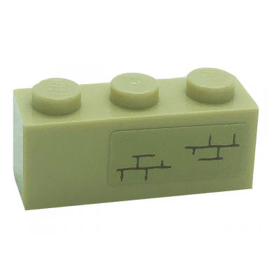 tan brick 1 x 3 with bricks pattern model right side sticker - set 71043