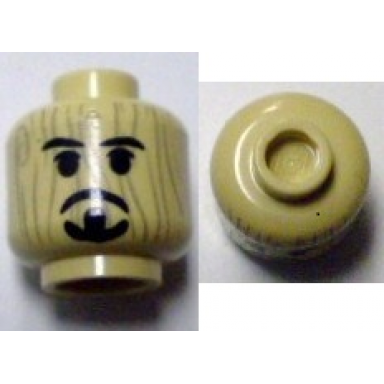 tan minifigure head black beard and moustache rudimentary over wood grain pattern voodoo jack