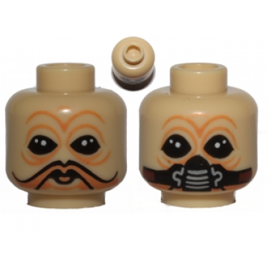 tan minifigure head dual sided alien with sw ten numb no mask breathing mask pattern