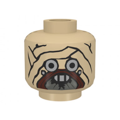 tan minifigure head alien with sw tusken raider pattern