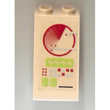 tan slope 75 2 x 2 x 3 - hollow studs with dark red radar screen and dark red and silver buttons pattern sticker - set 7476