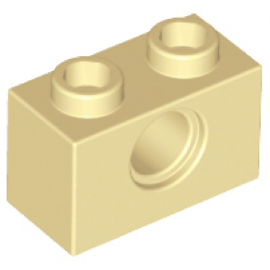tan technic brick 1 x 2 with hole