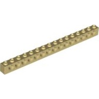 tan technic brick 1 x 16 with holes