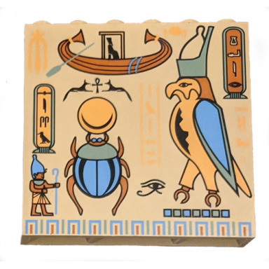 tan brick 1 x 6 x 5 with hieroglyphs and bird pattern
