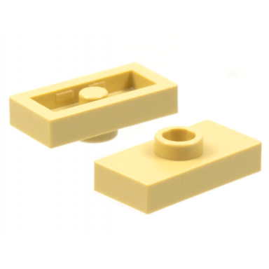 tan plate modified 1 x 2 with 1 stud without groove jumper