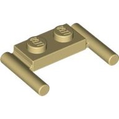 tan plate modified 1 x 2 with bar handles - flat ends low attachment