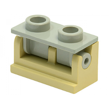 tan hinge brick 1 x 2 with light gray top plate 3937 3938