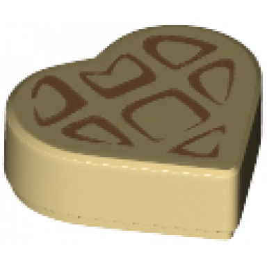 tan tile round 1 x 1 heart with waffle pattern