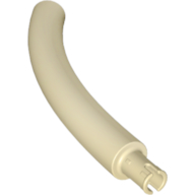 tan dinosaur tail neck middle section with bar hole and technic pin