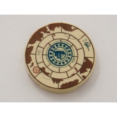 tan tile round 2 x 2 with treasure map pattern