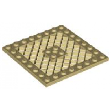 tan plate modified 8 x 8 with grille and hole in center