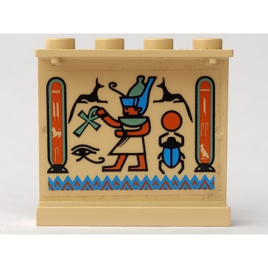 tan panel 1 x 4 x 3 with hieroglyphs and scarab pattern model left side sticker - set 5938