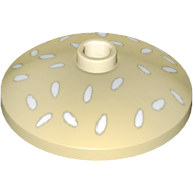 tan dish 3 x 3 inverted radar with white sesame seeds pattern hamburger bun