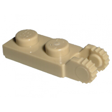 tan hinge plate 1 x 2 locking with 2 fingers on end