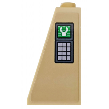 tan slope 75 2 x 1 x 3 - hollow stud with control panel with buttons and green hand print scanner pattern sticker - set 76157