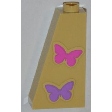 tan slope 75 2 x 1 x 3 with 2 butterflies pattern stickers - set 3189