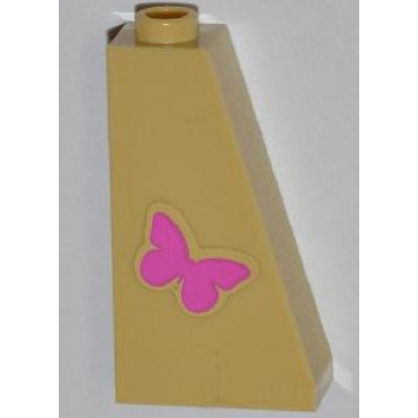 tan slope 75 2 x 1 x 3 with pink butterfly pattern sticker - set 3189