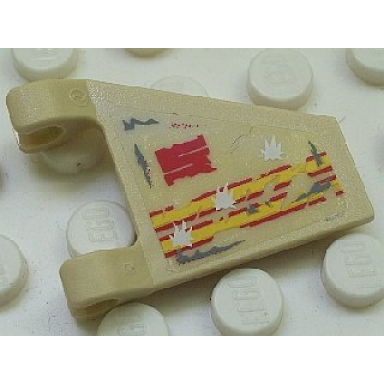 tan flag 2 x 2 trapezoid with yellow and red stripes block letter s white bullet holes pattern on both sides stickers - set 5980