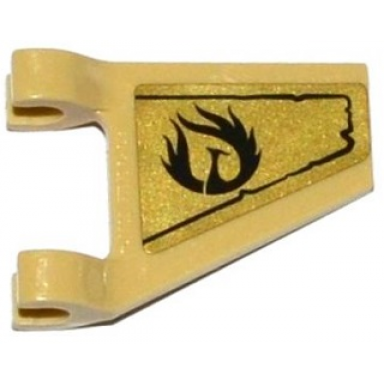tan flag 2 x 2 trapezoid with black phoenix on gold background pattern on both sides stickers - set 70725