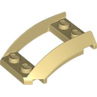 tan wedge 4 x 3 open with cutout and 4 studs