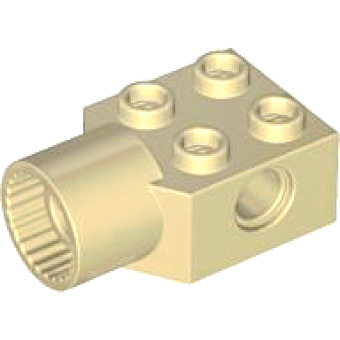 tan technic brick modified 2 x 2 with pin hole and rotation joint socket