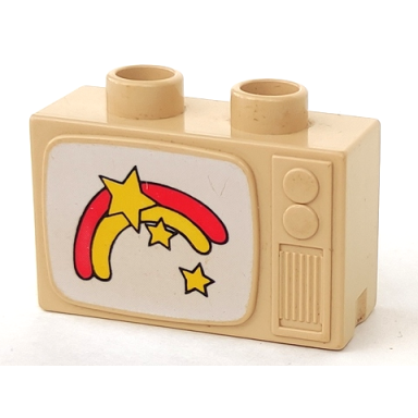 tan duplo utensil tv 1 x 2 1 2 x 1 1 3 with rainbow and stars pattern