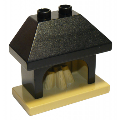 tan duplo furniture fireplace with black top with 2 studs