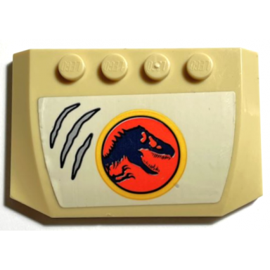 tan wedge 4 x 6 x 2 3 triple curved with jurassic park logo and claw marks on white background pattern sticker - set 76941