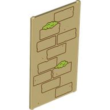 tan glass for window 1 x 4 x 6 with reddish brown bricks lime moss and medium nougat dots pattern