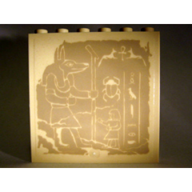 tan panel 1 x 6 x 5 with hieroglyphs anubis with staff and scarab beetle pattern sticker - set 7621