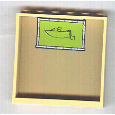 tan panel 1 x 6 x 5 with lime boating picture pattern sticker - set 4982