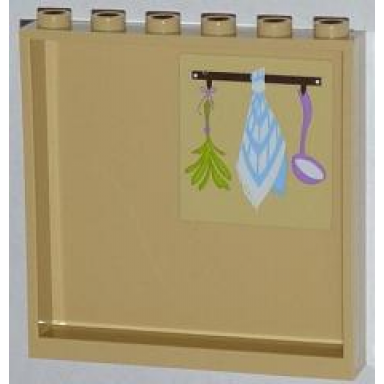 tan panel 1 x 6 x 5 with herbs tea towel and ladle pattern on inside sticker - set 3315