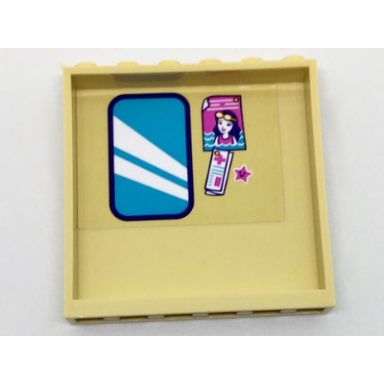tan panel 1 x 6 x 5 with mirror picture of girl first aid paper and star pattern on inside sticker - set 41313