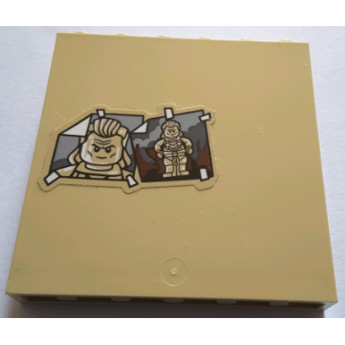 tan panel 1 x 6 x 5 with two ghostbusters minifigure pictures pattern sticker - set 75827