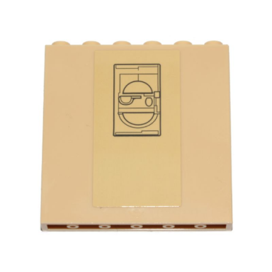 tan panel 1 x 6 x 5 with sw cloud city black lines and semicircles pattern sticker - set 75222