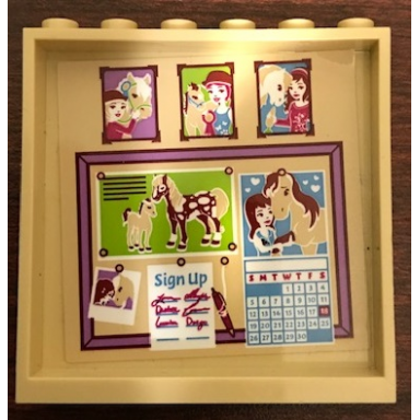 tan panel 1 x 6 x 5 with photos bulletin board and calendar pattern sticker - set 41126