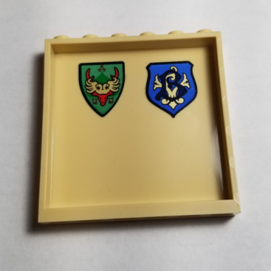 tan panel 1 x 6 x 5 with coat of arms durmstrang stag and beauxbatons crest pattern on inside stickers - set 75946