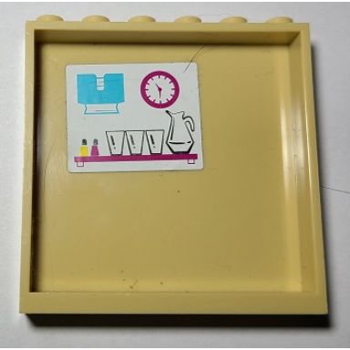 tan panel 1 x 6 x 5 with clock pitcher glasses and paper towel dispenser pattern sticker - set 41134