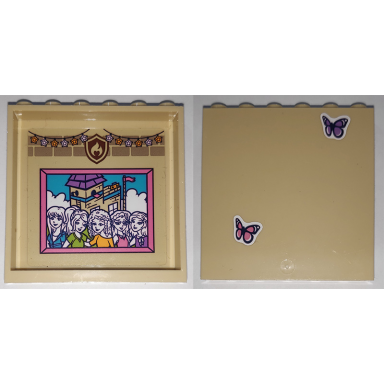 tan panel 1 x 6 x 5 with butterflies on outside and fairy lights and picture of 5 friends characters pattern on inside stickers - set 41340