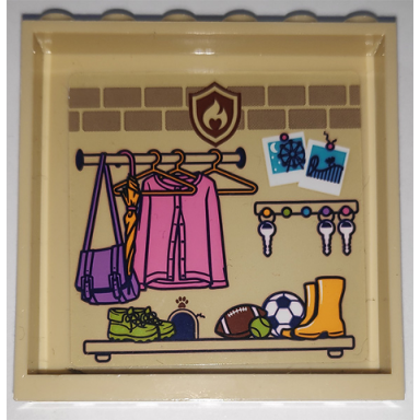tan panel 1 x 6 x 5 with balls shoes bag umbrella hanging clothes and keys pattern on inside sticker - set 41340