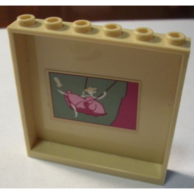 tan panel 1 x 6 x 5 with painting of girl in pink dress on swing pattern on inside sticker - set 41068