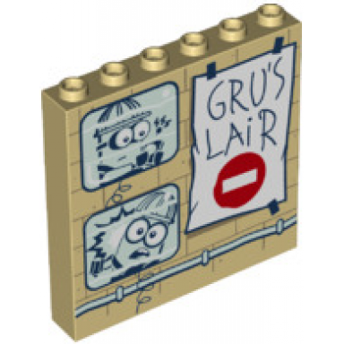 tan panel 1 x 6 x 5 with minion pictures and grus lair poster with no entry sign pattern