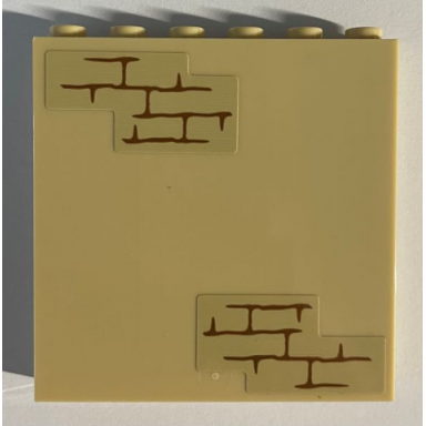 tan panel 1 x 6 x 5 with brick wall with medium nougat mortar pattern stickers - set 75966