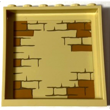tan panel 1 x 6 x 5 with tan and dark orange bricks type 2 pattern on inside sticker - set 75930