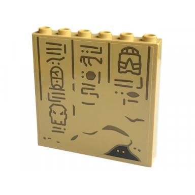 tan panel 1 x 6 x 5 with dark tan hieroglyphs and bright light orange eyes in black hole pattern sticker - set 77013