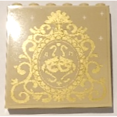 tan panel 1 x 6 x 5 with gold sparkles music notes and tragedy comedy theater masks in oval scrollwork frame pattern sticker - set 41714